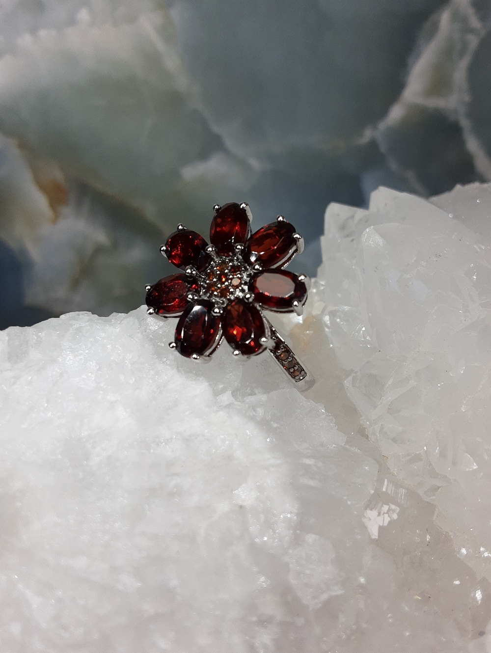 925 Garnet And Red Diamonds. PRICE IS FIRM.